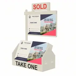 Gen_Real_Estate_Card_Holder.gif Archivo STL Portatarjetas inmobiliario PIP con cartel giratorio・Plan imprimible en 3D para descargar
