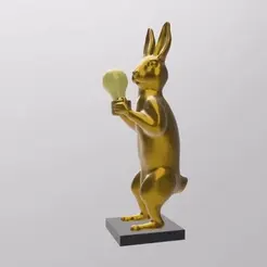 lampe-bunny-qui-tient-l-aompoule.gif Archivo STL LAMPARA CONEJO 48 CM ALTO para bombilla E27・Objeto de impresión 3D para descargar