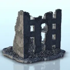 GIF-B03.gif STL file Ruined building 3 - Flames of war Bolt Action WW2 Modern Warhammer・3D printer design to download
