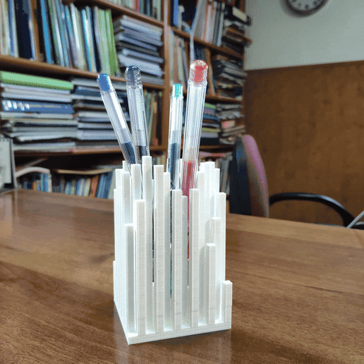 Square pencil and pen cup - 3D model önizlemesi