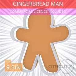 Gingerbread_Man~9.5in.gif STL file Gingerbread Man Cookie Cutter 9.5in / 24.1cm・Template to download and 3D print