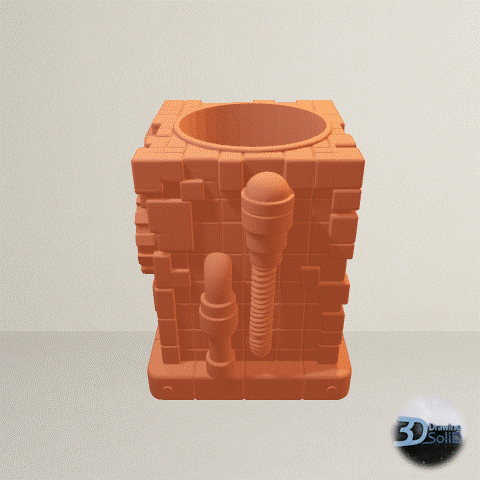 Memory Blocks Pen Holder - Organizer - Vase - 3D model önizlemesi