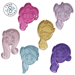 Little-pony-faces_GIF.gif Download STL file My Little Pony Collection Set - My Little Pony - Cookie Cutter - Fondant - Polymer Clay • 3D print design, Cambeiro