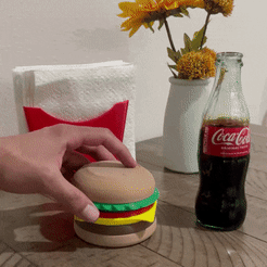 Burger-Coaster-Edward-Makes.gif Free 3D file Burger Coaster Set - Stackable!・3D printer design to download