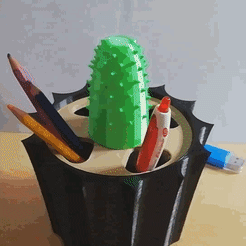 miniature_cactus_finale.gif STL-Datei Pencil pot and lamp *CACTUS* kostenlos herunterladen • Design zum 3D-Drucken, Future_Bricks