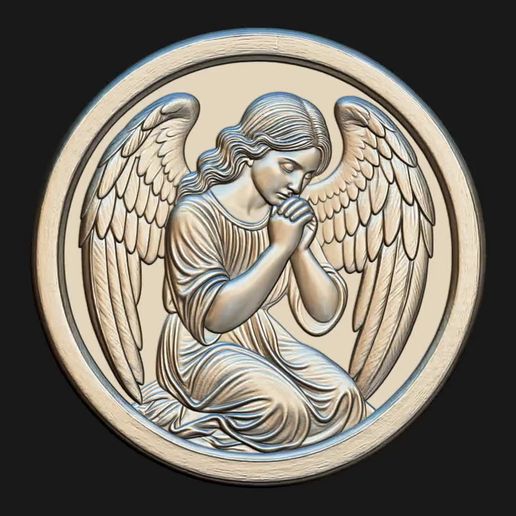 Praying-Angel.mp4 Praying Angel Relief High Detail 3D Model: CNC Laser & 3D Print STL File + 4K TIF Grayscale Image