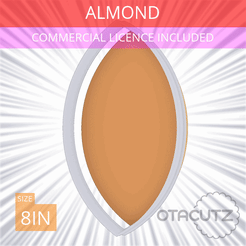 Almond~8in.gif Fichier STL Emporte-pièce en forme d'amande 8in / 20.3cm・Modèle pour imprimante 3D à télécharger