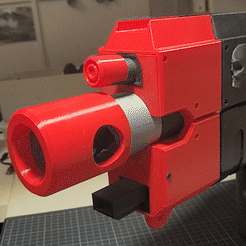 Boltter-Rifle-Addon.gif STL-Datei Upgrade der vorderen Düse und Abdeckung des Bolzengewehrs herunterladen • 3D-druckbare Vorlage, Techworkshop