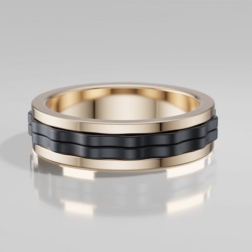 💒 Rotating Dual-Tone Wedding Band Set – Printable 3D Model・ STL
