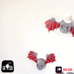 ezgif.com-resize-3.gif 3D file SKULL BAT WALL DECOR / CANDLE HOLDER SET・Model to download and 3D print