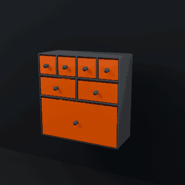 Modular wall crate 250 mm - all 36 compartment layouts, keyhole mount, no supports