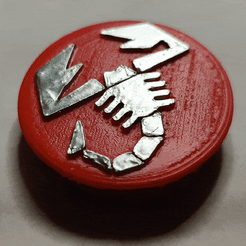 GIF-230619_024848.gif STL file Abarth Logo Wheel Center Cup 50mm [Debossed \ Embossed Logo]・3D printing template to download