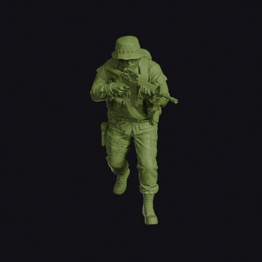 Modern Brazilian Jungle Infantryman Advancing with a Boonie Hat