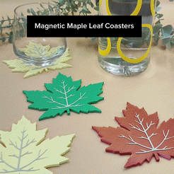 short_cults.gif STL file Magnetic Maple Coaster Set・3D print model to download
