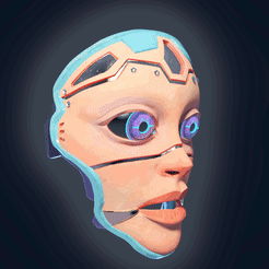 01.gif Fichier STL masque femme cyberpunk・Design imprimable en 3D à télécharger