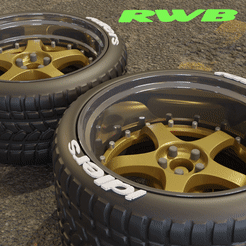 work_anim.gif Download STL file RWB SR1 style with BRAKES, Wheel and tire. 2 Set - Front and Rear for Diecast and RC • 3D printing model, BlackBox