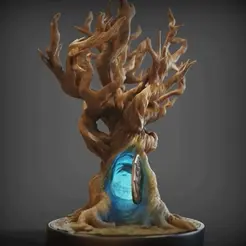 Old-Tree-with-Doorway-Theme.gif Fichier STL Vieil arbre avec porte diorama Thème -FANTASIE- BASE DE STAGE BACKGROUND・Design imprimable en 3D à télécharger