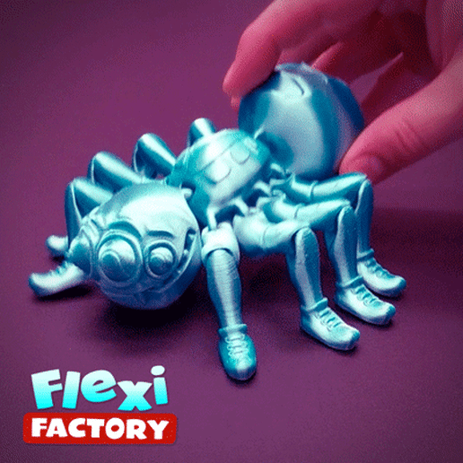 VideoBlue.gif Fichier STL Cute Flexi Print-in-Place Spider (araignée)・Design pour impression 3D à télécharger, FlexiFactory