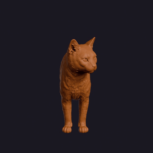 Realistic Domestic Cat Looking Side Animal Sculpture