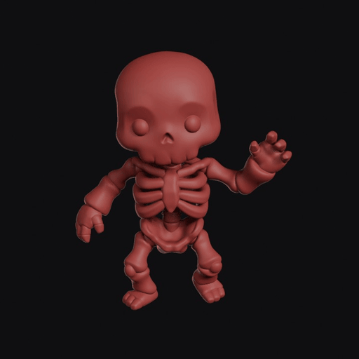 Waving Skeleton With Big Skull