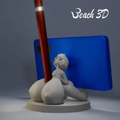 ezgif-4-6a7f045c5b.gif 3D file SCOOBY-DOO VELMA Big breasts mobile phone holder + pen holder・3D printer design to download