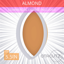 Almond~5.5in.gif STL file Almond Cookie Cutter 5.5in / 14cm・3D printable design to download