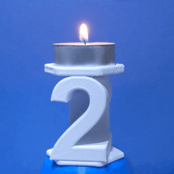 20210809_082510.gif Download STL file Birthday candle holder number two (2) • 3D print template, Cybric