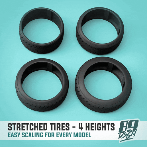 🛞 Stretched tires for scale model wheels, easy scaling to any scale ...