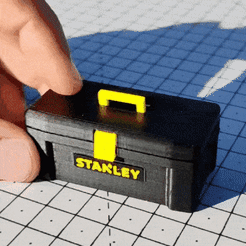 toolbox-stanley.gif Fichier 3D Boîte à outils à l'échelle 1/10e + marteau + clés à molette・Plan à imprimer en 3D à télécharger