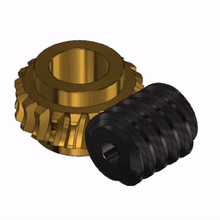Worm-Gear-GIF.gif STL file Worm Gear - Center D. 30 mm - Ratio 25 & 30 - Worm with Shaft・3D printing idea to download