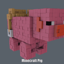Minecraft-Pig.gif STL file Minecraft Pig (Easy print and Easy Assembly)・3D print design to download