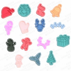 gg460ebfb7e1.gif 3D file Christmas cookie cutter set of 15・Template to download and 3D print
