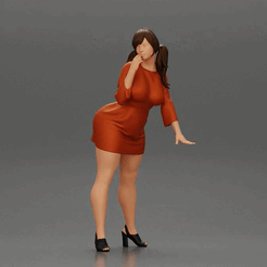 ezgif.com-gif-maker-27.gif 3D-Datei Schönes Mädchen im Kleid An das Auto gelehnt・3D-druckbare Vorlage zum herunterladen