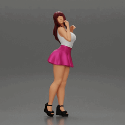 ezgif.com-gif-maker-19.gif 3D-Datei Mode Mädchen posiert in Rock und Hemd・Design für 3D-Drucker zum herunterladen