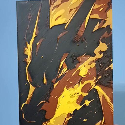 Ok.mp4 Charizard Frame/Painting/Picture/Cuadro with Relief 4 Colors 3MF for AMS