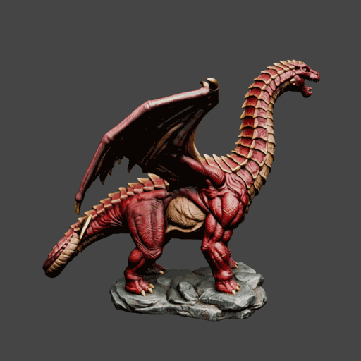 Red Brutosaur Dragon Monster Miniature