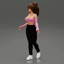 ezgif.com-gif-makser-1.gif 3D file Beautiful woman weaing pants and sneakers・3D print object to download, 3DGeschaft