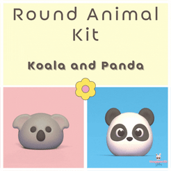 Round-Animal-Kit-Elephant-and-Tiger-1.gif 3D file Round Animals Kit - Koala and Panda・Design to download and 3D print