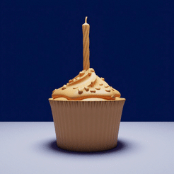 cupcake.gif Файл STL Кекс с сердечками и свечой・3D-печатная модель для загрузки, magann