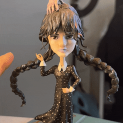 ezgif.com-optimize.gif Fichier STL Mercredi Addams + La Chose - Figurines à tête de bulle・Plan imprimable en 3D à télécharger