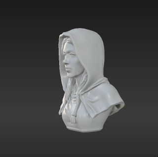 Mystic Hooded Maiden Bust – Fantasy Cloaked Portrait for 3D Printing 3D model