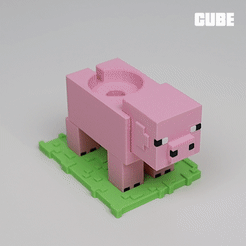 Pig_2.gif STL file MINECRAFT PIG APPLE WATCH STAND・3D print model to download