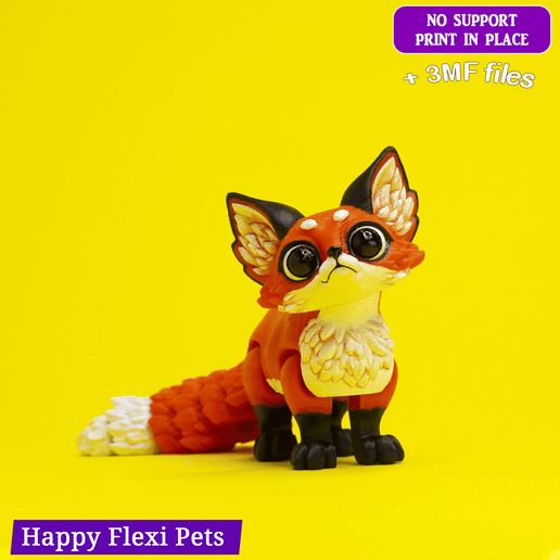 main.gif Fox cub the articulated flexi toy (STL & 3MF)