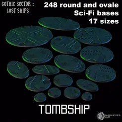 Tombship_bases_Cults.gif 3D file 248 ROUND AND OVALE SCI-FI BASES 17 SIZES - Tombship・Template to download and 3D print