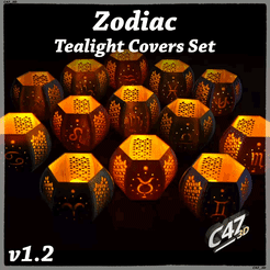 Zodiac si ed AY Archivo STL Fundas para candelitas del zodiaco - Juego completo・Modelo imprimible en 3D para descargar, c47