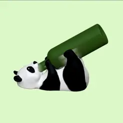 PANDA-SUP-BOUTEILLE.gif STL file PANDA WINE BOTTLE HOLDER Commercial license・Template to download and 3D print