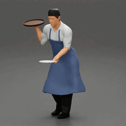 ezgif.com-gif-maker-17.gif 3D file The waiter places the tray on the table and carrying another・3D print object to download