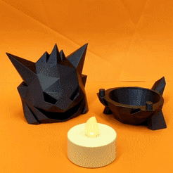 gengar-low-poly-pokemon-halloween-decoration-gif.gif Télécharger le fichier STL Décoration de pokémon Gengar effrayant à faible polyvalence • Objet à imprimer en 3D, 3D-mon