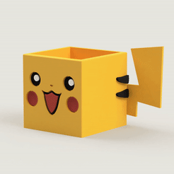 Pikachu.gif STL file Pikachu Desktop Pencil Holder | Pikachu Planter | Office & Home Decor・Model to download and 3D print