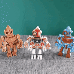 MULTIBOT-Gif.gif Download STL file MULTIBOT - Print in Place / NO SUPPORTS / No assemble • 3D printable model, DanDerDrucker